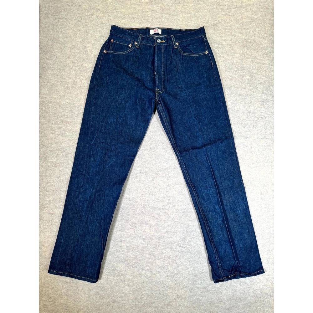 Levis 501 Original Fit Jeans Mens 36x34 Blue Denim Cotton Straight Leg Dark Wash